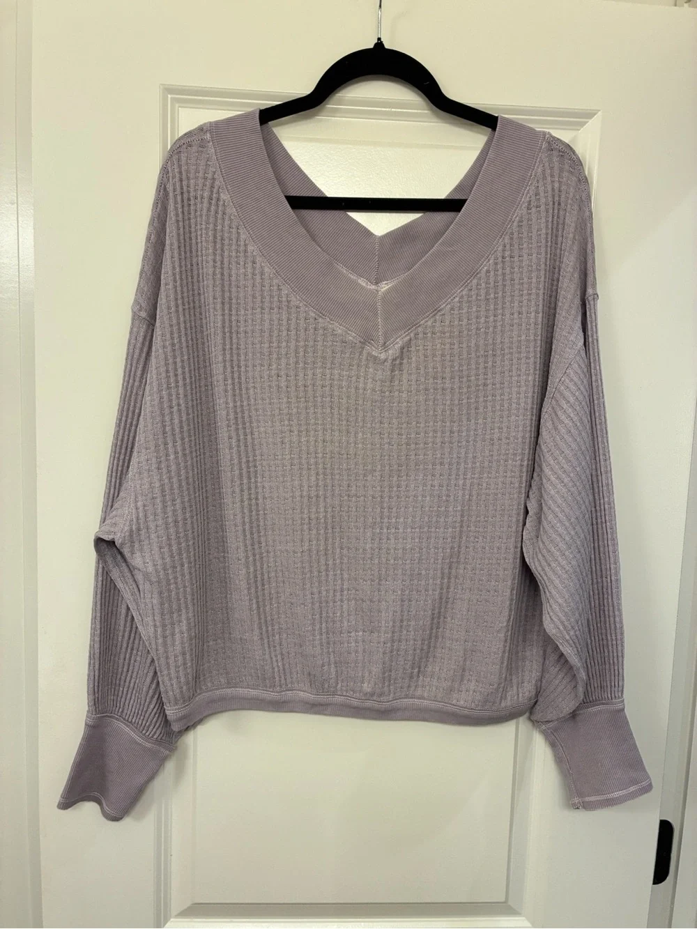 FREE PEOPLE WE THE FREE South Side Thermal Top in Pale Lilac Women’s Size Small